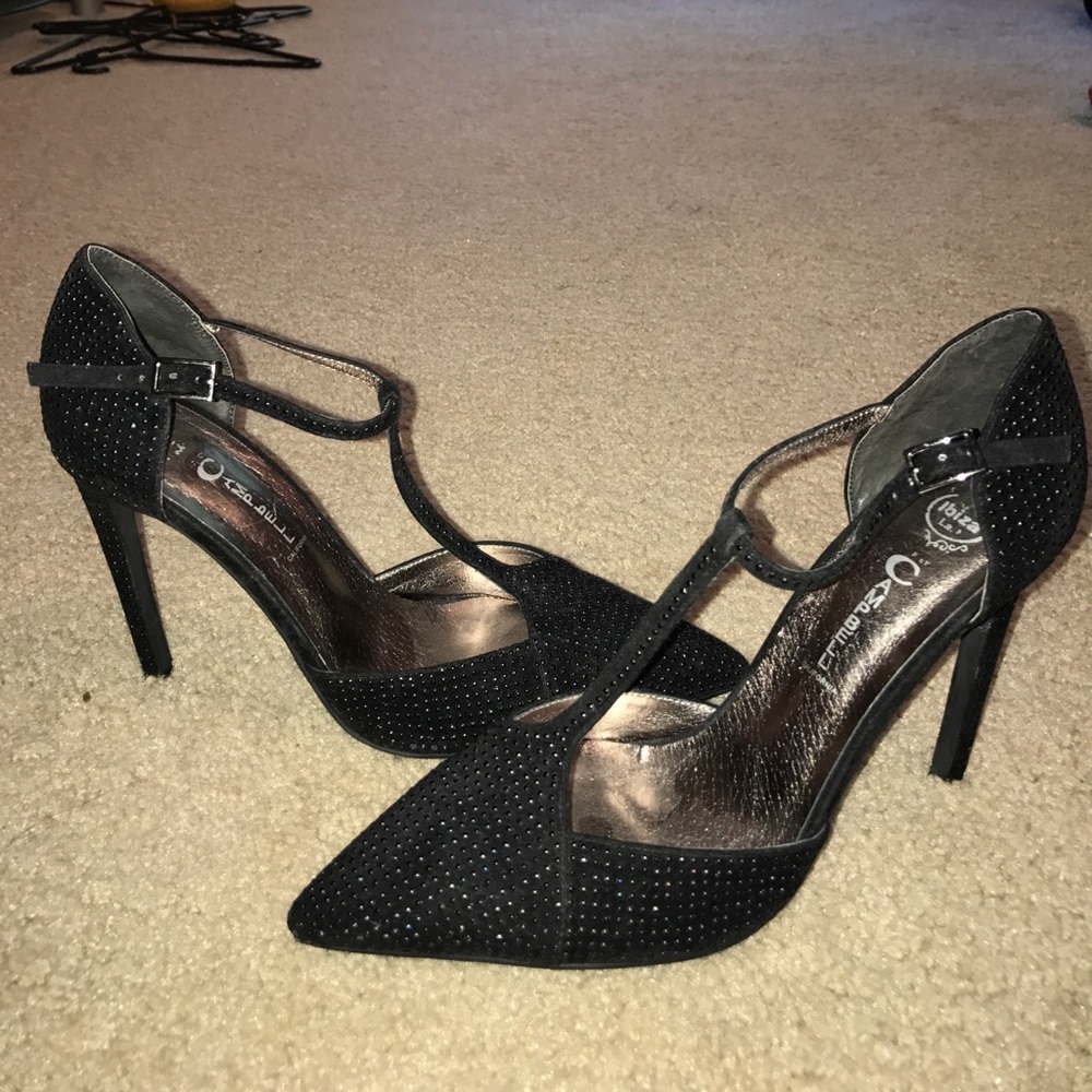 Jeffrey Campbell Black Heels with Silver Accents